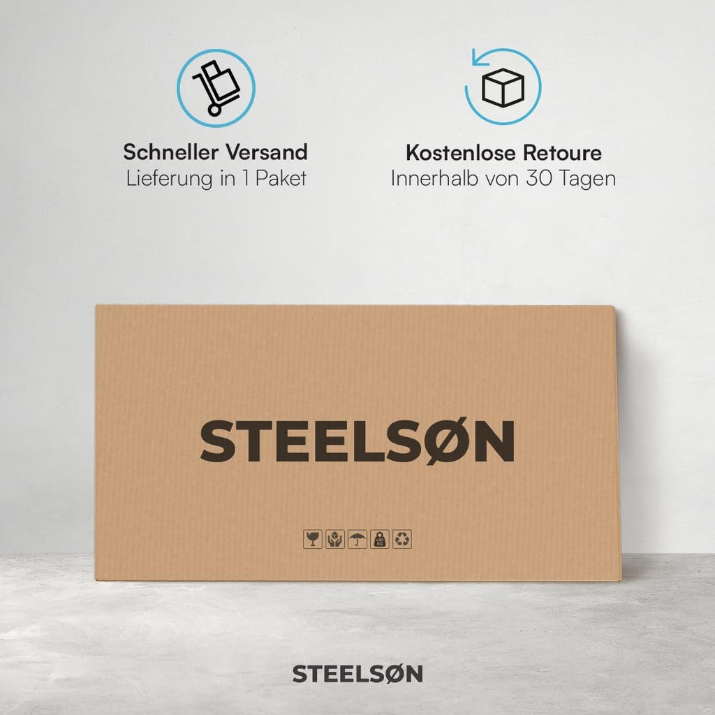 STEELSØN Dorado Gartenbox aus verzinktem Metall 350 Liter – Outdoor Box wasserdicht Anthrazit – Auflagenbox abschließbar mit klappbarem Deckel – Aufbewahrungsbox Garten/Balkon/Terrasse 120x62x63 cm