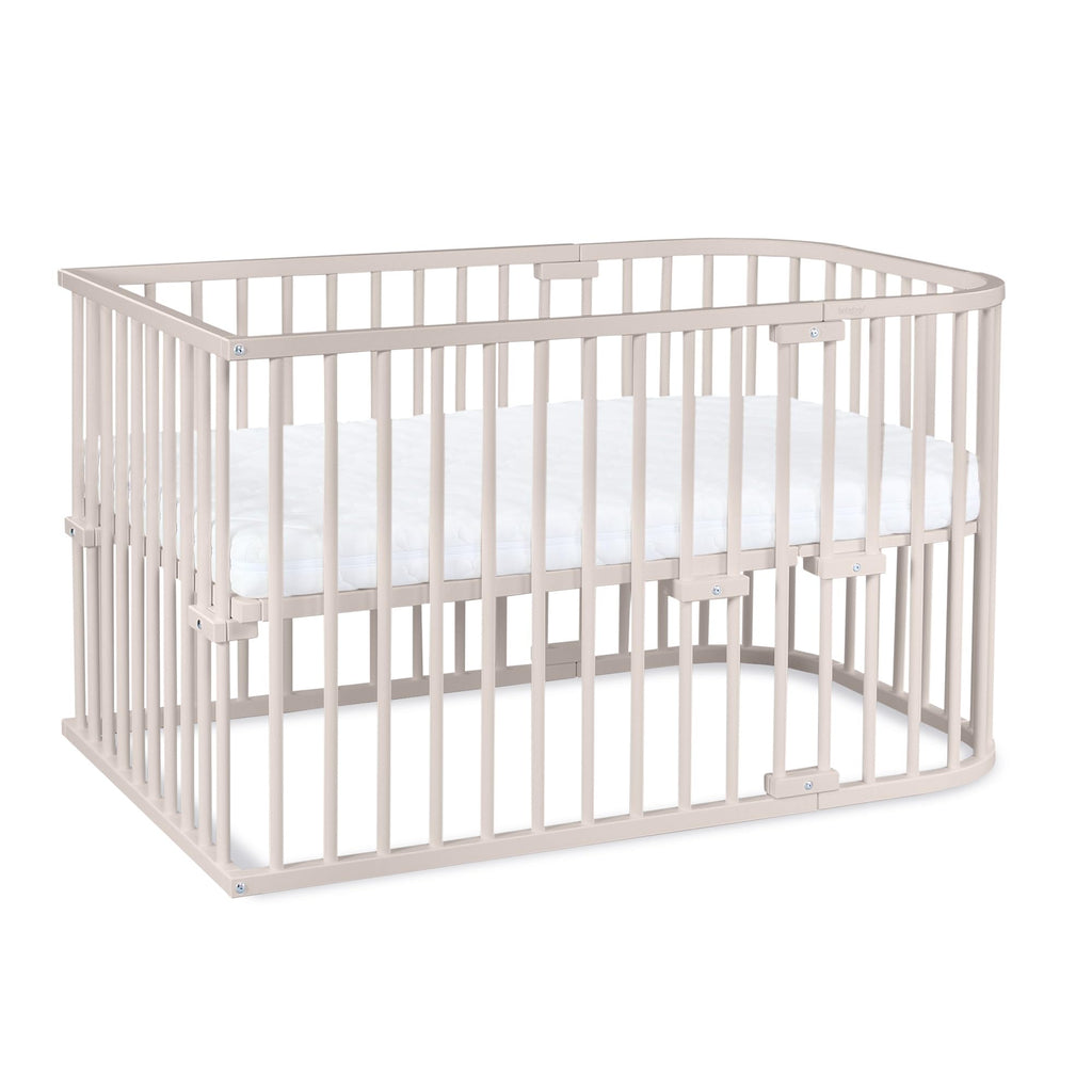babybay Original Beistellbett aus massivem Buchenholz / kompakt & verwandelbar / Kinderbett Höhe stufenlos verstellbar & umweltfreundlich / mitwachsendes Babybett (weiß lackiert) / inkl. Matratze