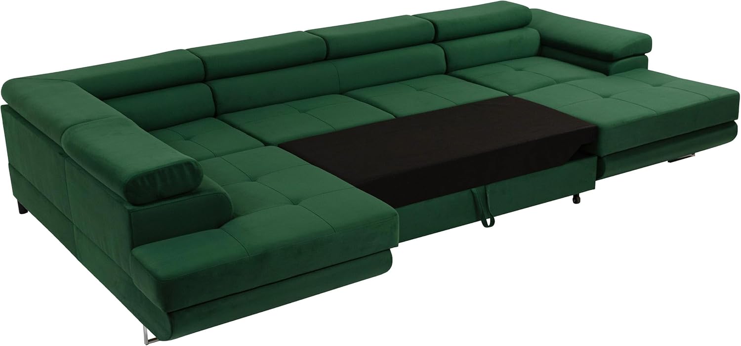 Mirjan24 Ecksofa Torezio Bis mit Bettkasten, Einstellbare Kopfstützen, Sofa mit Schlaffunktion, Eckcouch für Wohnzimmer, Polsterecke, U-Form Couch mit Bettfunktion (Soft 011 + Lux 06, Seite: Rechts)