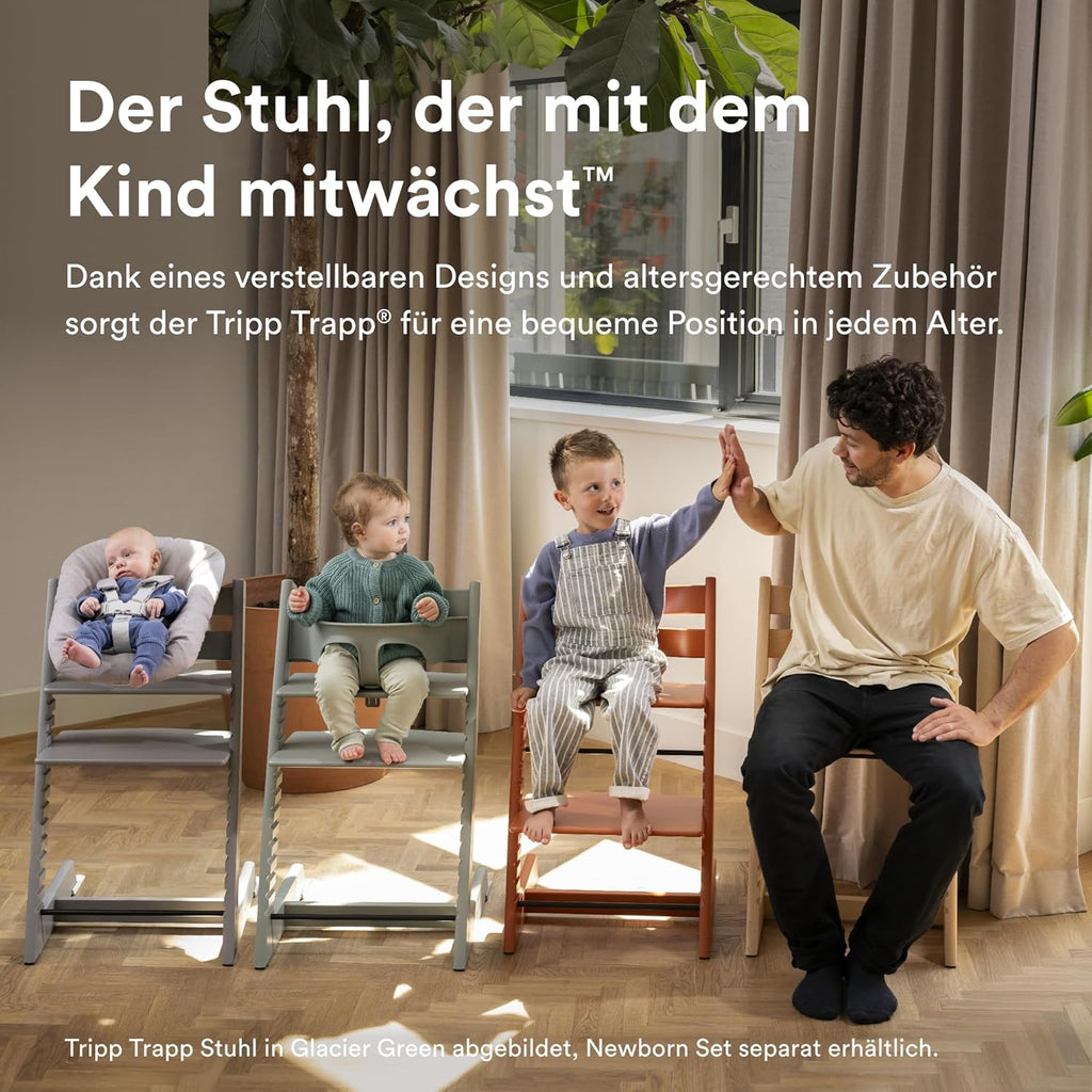 Stokke Tripp Trapp Hochstuhl, White - Inklusive Stuhl + Baby Set2 für Kinder von 6-36 Monaten - Verstellbar, ergonomisch & leicht zu reinigen