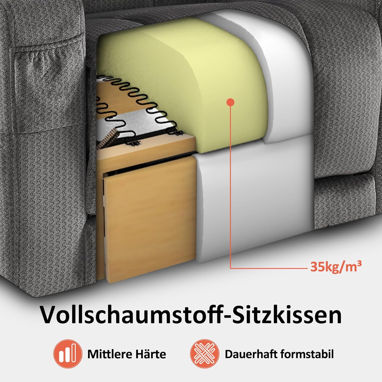 M MCombo Fernsehsessel elektrisch verstellbar 7008, Relaxsessel mit Liegefunktion, TV Sessel mit Massage & Wärmefunktion, USB & Getränkehalter, Wohnzimmer (Stoff, Grau)