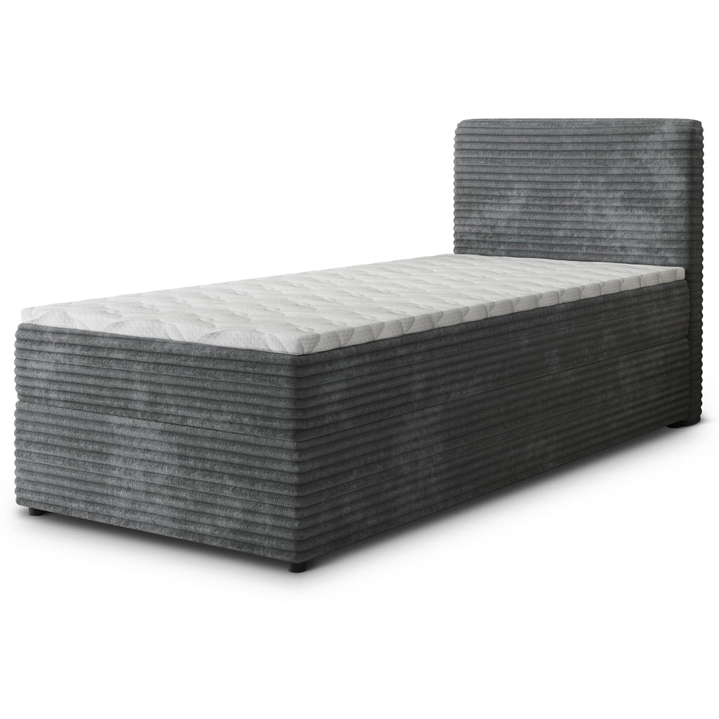 Masseno Boxspringbett PISA 160x200 cm Komplett-Set mit Matratze und Topper, Polsterbett mit Zwei Bettkästen -Creme, TILIA 03