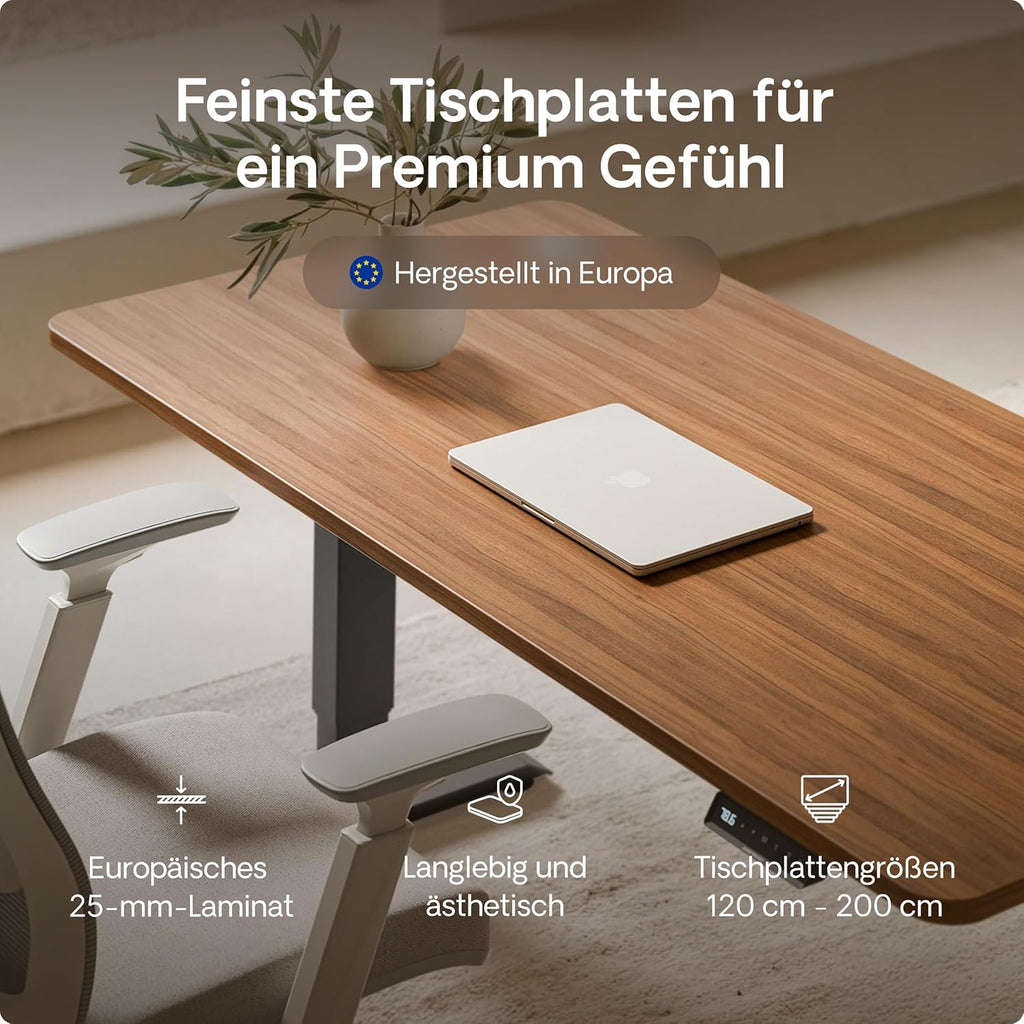 Desktronic HomePro Höhenverstellbarer Schreibtisch 160 × 80 cm – Elektrischer Schreibtisch Mit Zwei Elektrischen Motoren, Touchscreen-Steuerung und Integrierten USB-A- und USB-C-Ladeanschlüssen