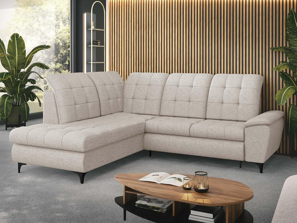 Mirjan24 Ecksofa Ferulk mit Bettkasten, 4 Sitzer L-Form Sofa mit Schlaffunktion, Eckcouch für Wohnzimmer, Couch mit Bettfunktion (Neve 03, Seite: Links)